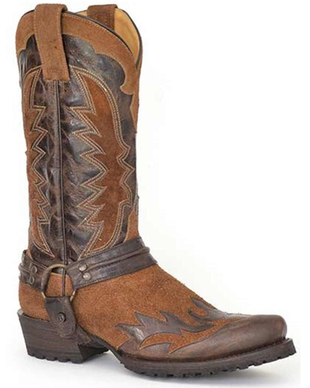 Image #1 - Stetson Men's Outlaw Wings Motorcycle Boots - Round Toe, Tan, hi-res