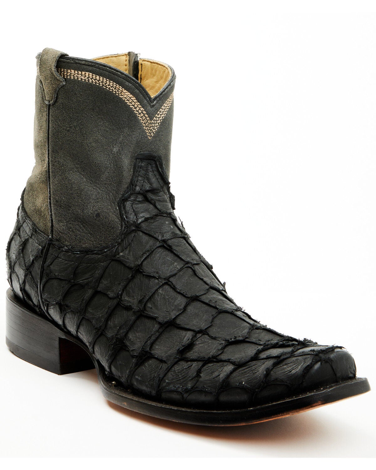 Corral Men's Exotic Pirarucu Western Ankle Boots - Square Toe, Black, hi-res