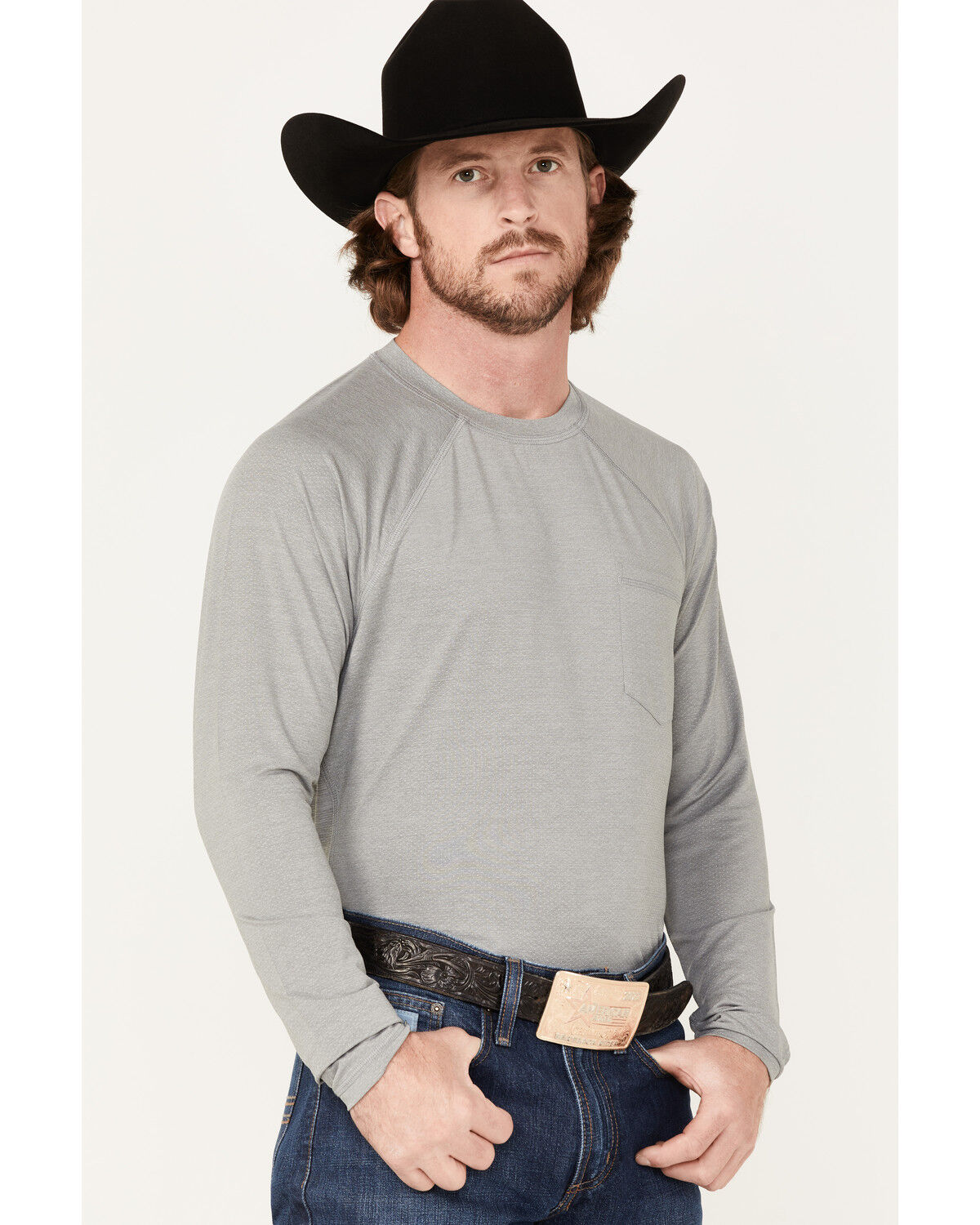 Image #2 - RANK 45® Men's Solid Performance Long Sleeve T-Shirt, Charcoal, hi-res
