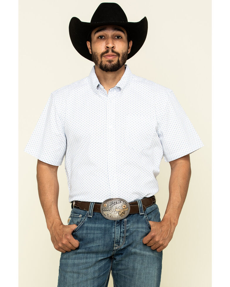 Cody James Core Men's Crossroads Geo Print Short Sleeve Western Shirt - Tall , White, hi-res
