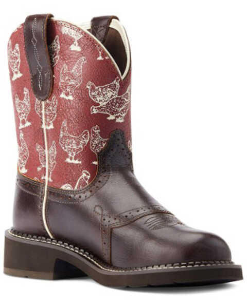 Ariat Women's Fatbaby Heritage Farrah Western Boots - Round Toe , Red/brown, hi-res