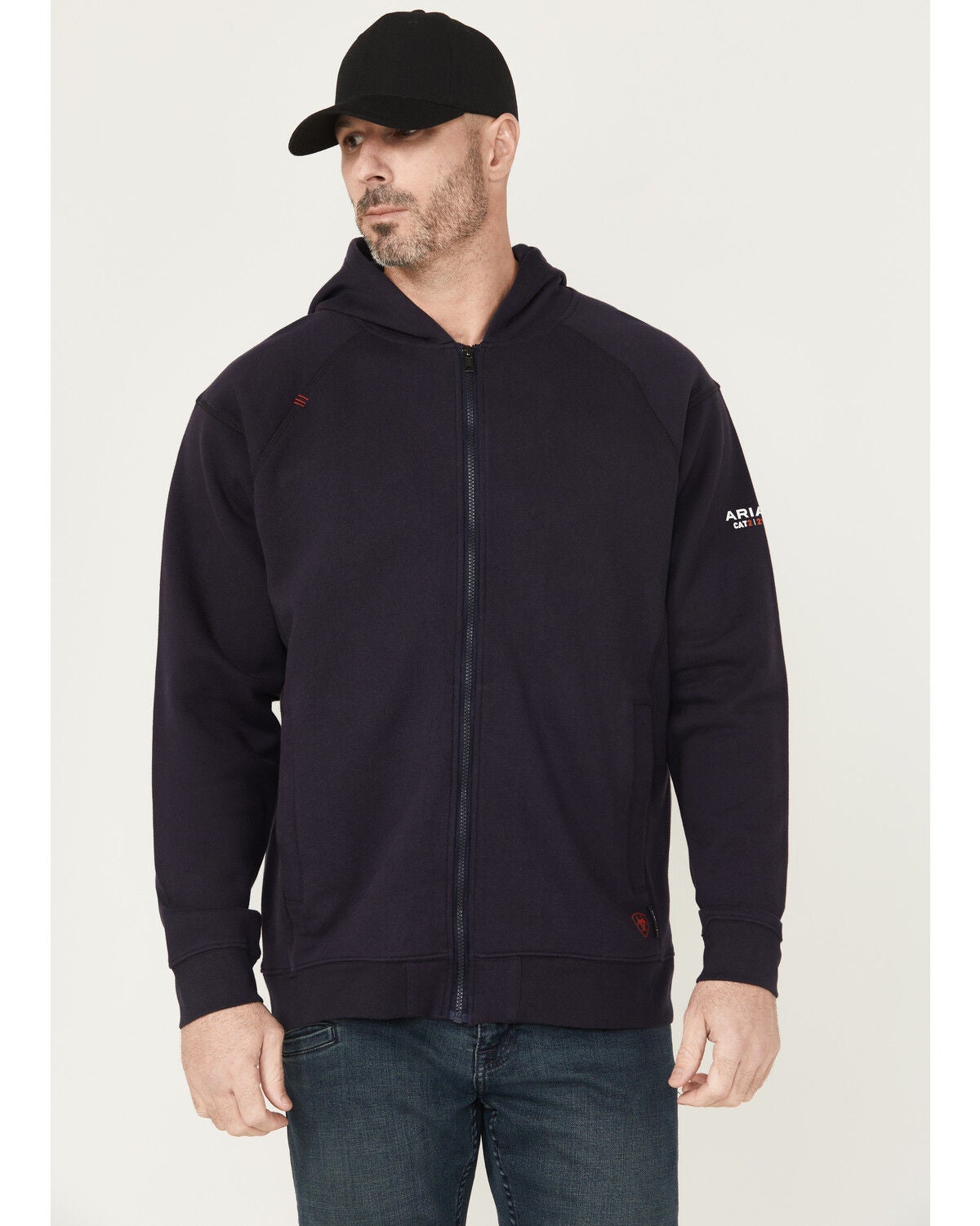Image #1 - Ariat Men's FR Rev Full Zip Work Hooded Jacket - Big, Navy, hi-res