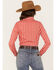 Image #4 - Wrangler Women's Striped Long Sleeve Western Pearl Snap Shirt, Red, hi-res