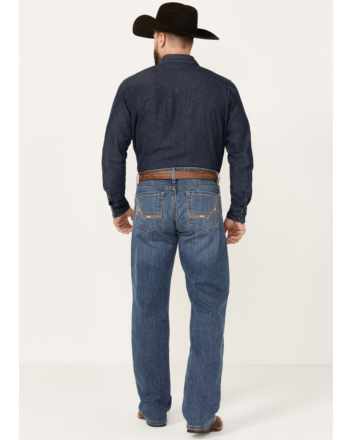Image #3 - Cinch Men's Grant Medium Stonewash Relaxed Bootcut Performance Stretch Denim Jeans, Indigo, hi-res