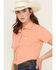 Image #2 - Cinch Women's Solid Short Sleeve Button-Down Stretch Western Shirt, Coral, hi-res