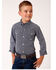 Image #1 - Roper Boys' Amarillo Floral Print Long Sleeve Western Button-Down Shirt, Blue, hi-res