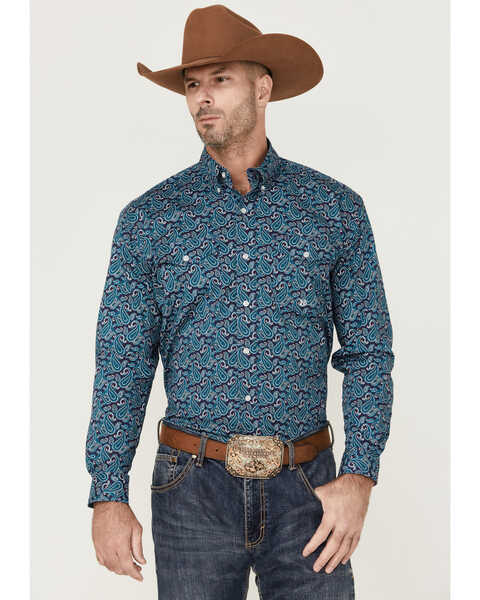 Roper Men's Amarillo Paisley Print Long Sleeve Button Down Western Shirt , Multi, hi-res