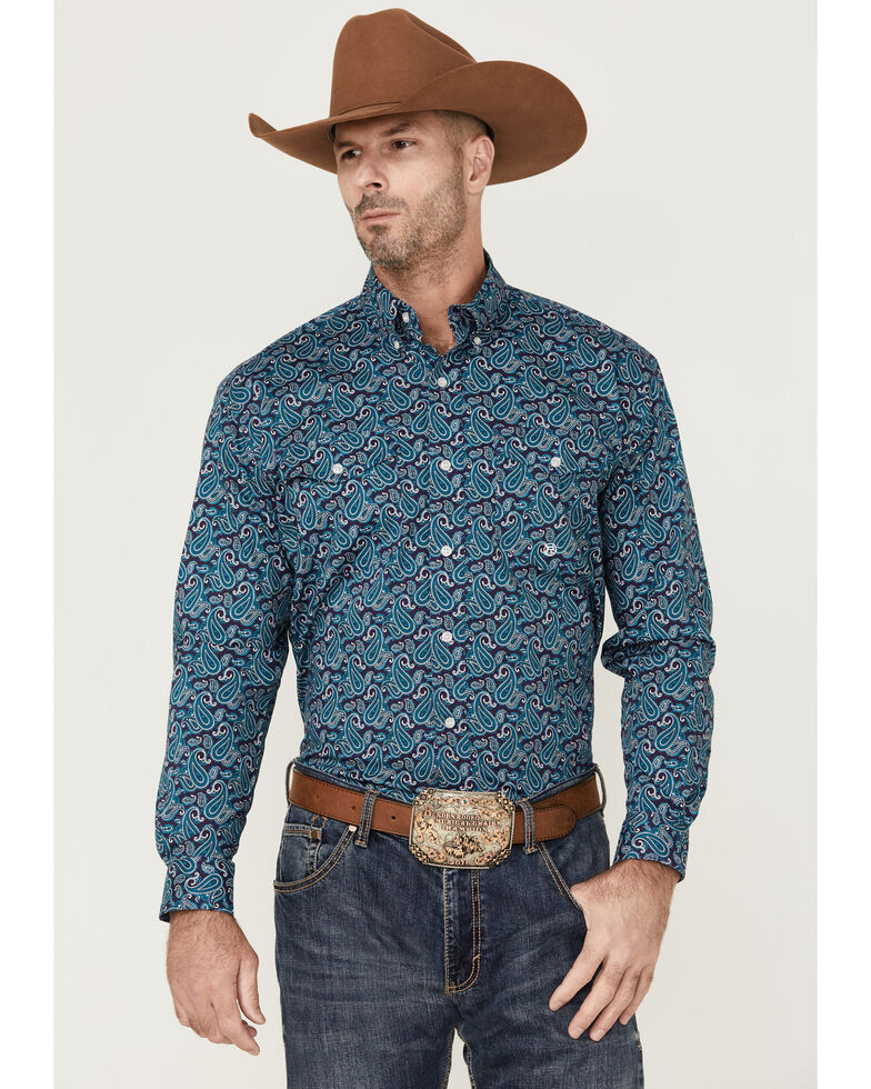 Roper Men's Amarillo Paisley Print Long Sleeve Button-Down Western Shirt , Multi, hi-res