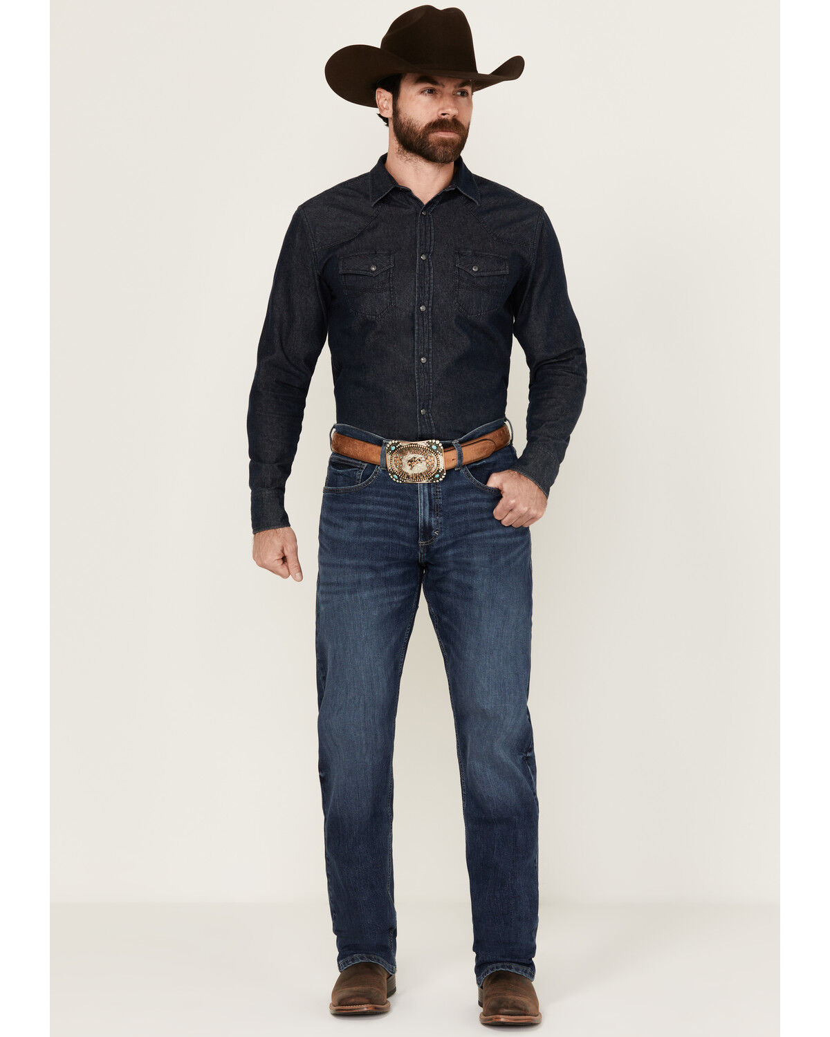 Image #1 - Wrangler 20X Men's Warren Medium Wash Slim Straight Stretch Denim Jeans - Tall, Medium Wash, hi-res
