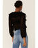 Image #3 - Saints & Hearts Women's Floral Lace Ruched Crop Top, Black, hi-res