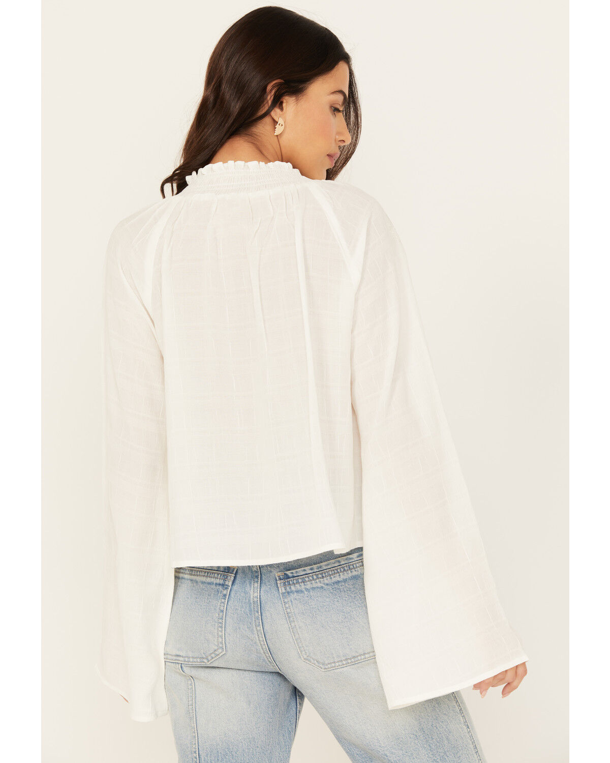 Image #4 - Cleo + Wolf Women's Cropped Button-Down Blouse, Cream, hi-res