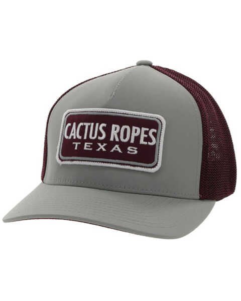 Hooey Men's Cactus Ropes Patch Trucker Cap, Grey, hi-res