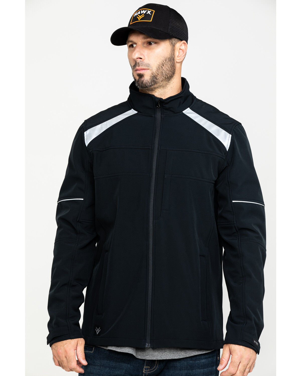 Image #1 - Hawx Men's Reflective Polar Fleece Moto Work Jacket - Tall, Black, hi-res
