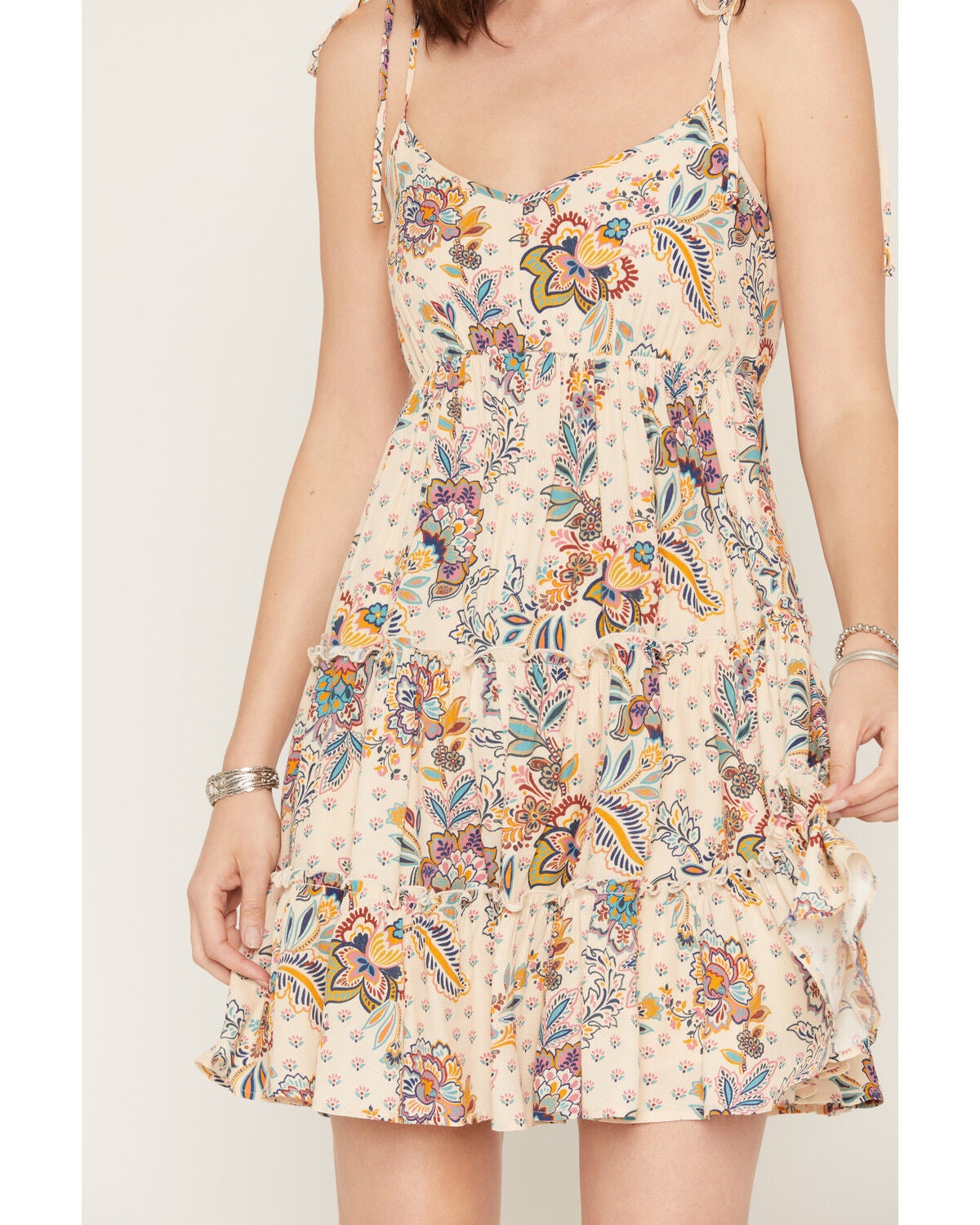 Image #3 - Shyanne Women's Leon Floral Print Mini Dress, Beige, hi-res