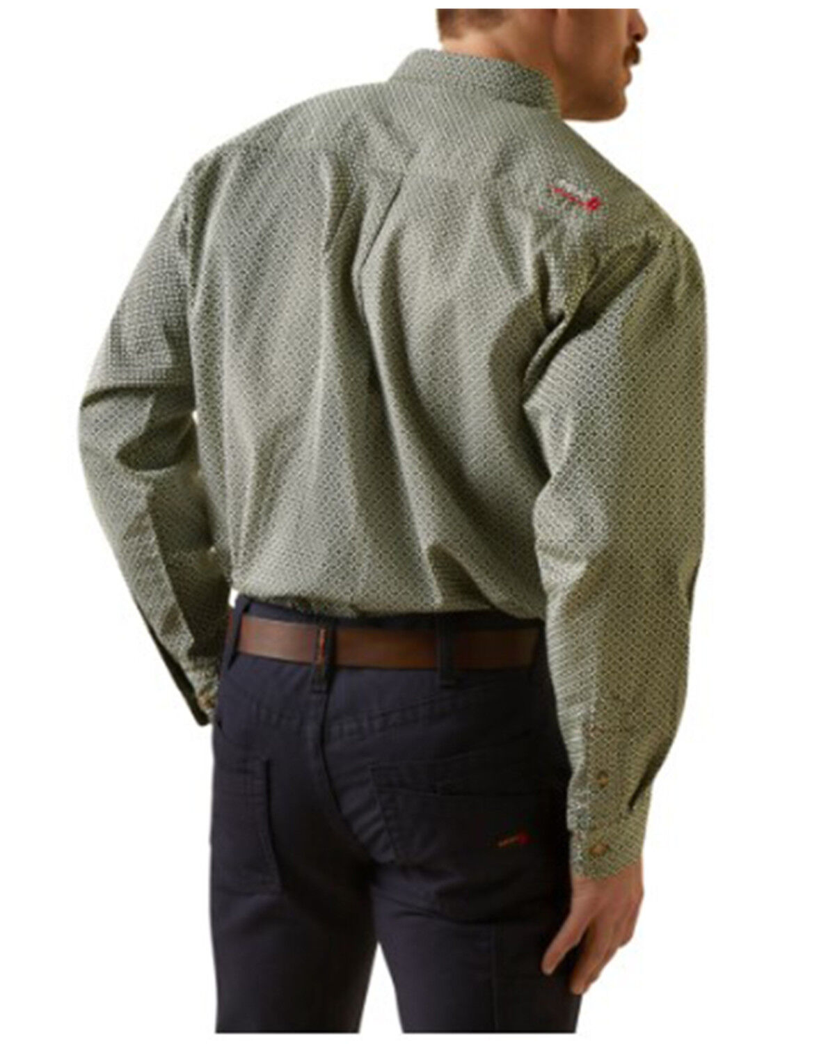 Image #2 - Ariat Men's FR Chisolm Logo Long Sleeve Button-Down Work Shirt, Green, hi-res