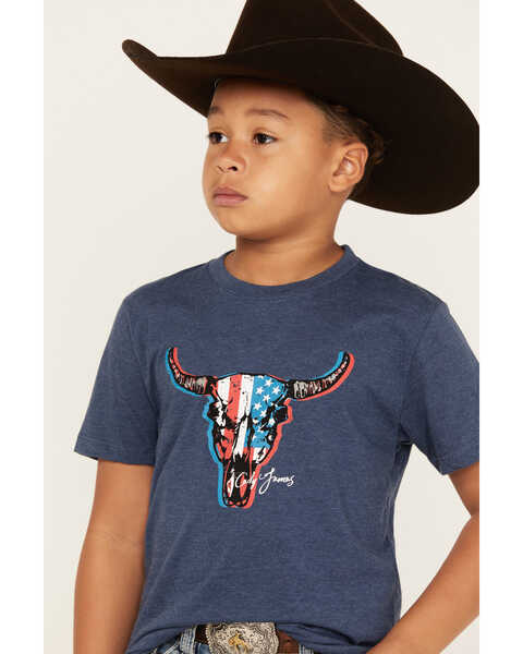 Image #2 - Cody James Boys' Steer Head Short Sleeve Graphic T-Shirt, Navy, hi-res
