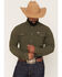 Image #1 - Ferrell Men's Tek Solid Short Sleeve Pearl Snap Stretch Performance Western Shirt, Olive, hi-res