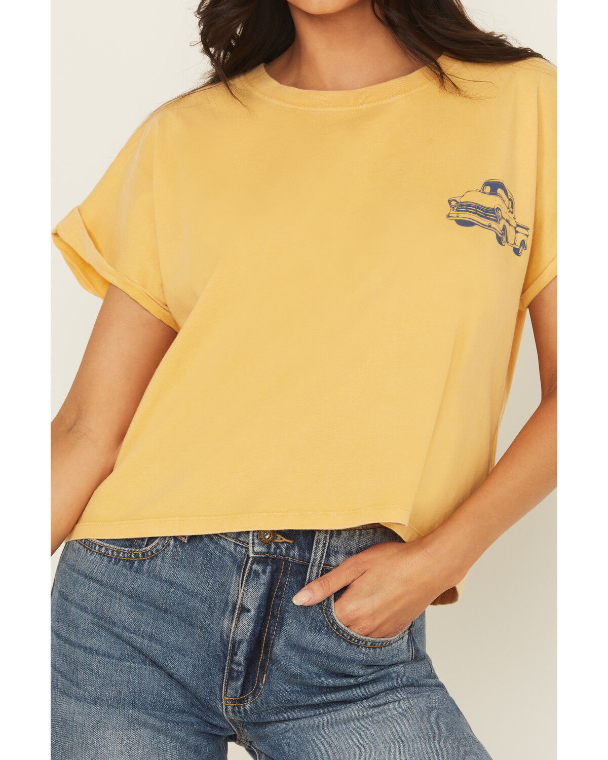 Image #4 - Cleo + Wolf Women's Elton Short Sleeve Graphic Tee, Yellow, hi-res