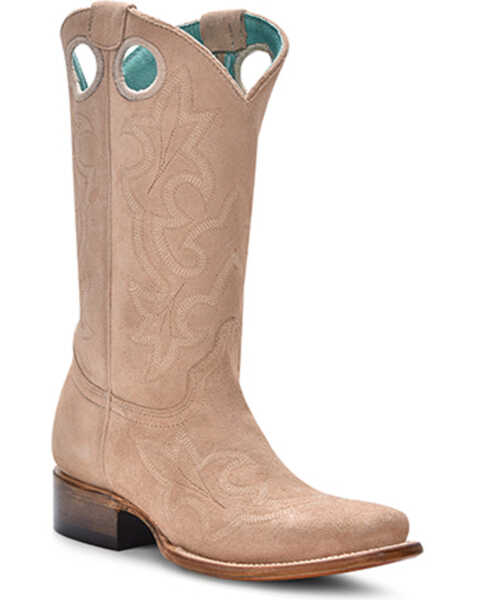 Corral Girls' Suede Western Boots - Square Toe , Sand, hi-res