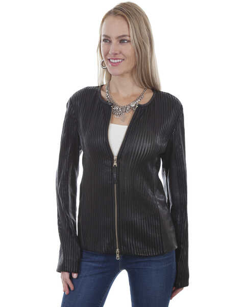 Leatherwear by Scully Women's Zip-Front Leather Jacket, Black, hi-res