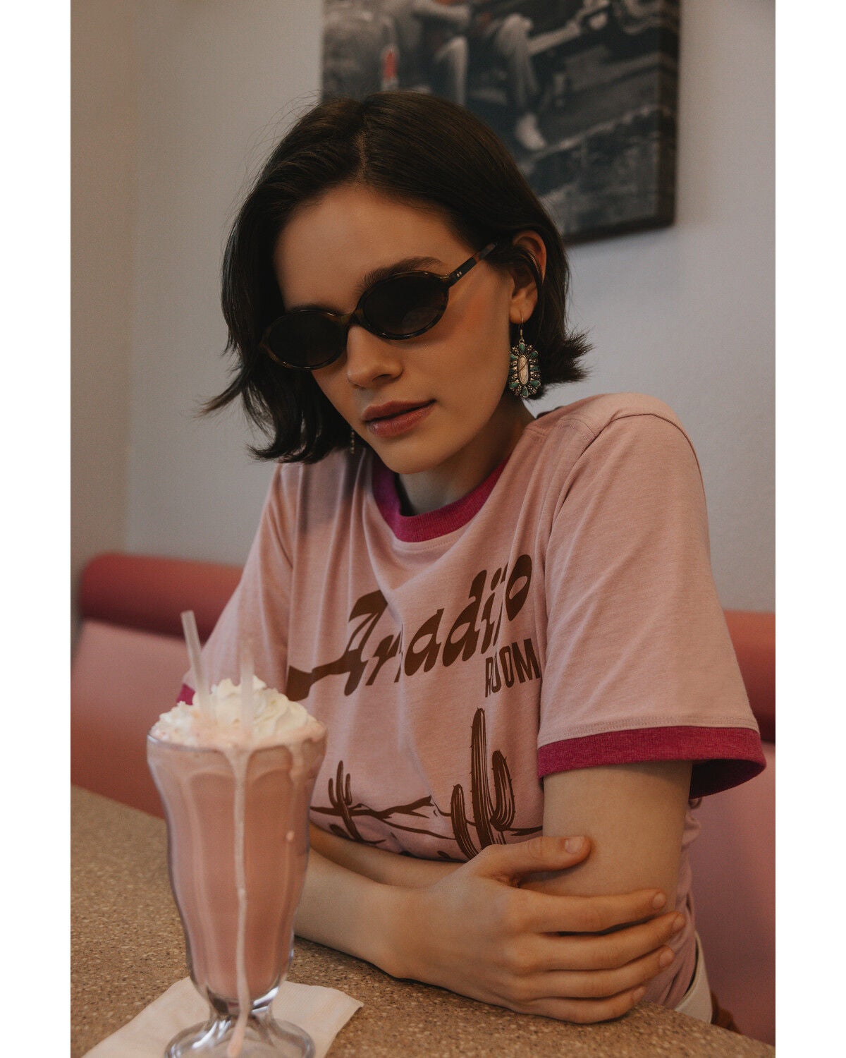 Image #2 - Idyllwind Women's Armadillo Short Sleeve Graphic Ringer Tee, Dark Pink, hi-res