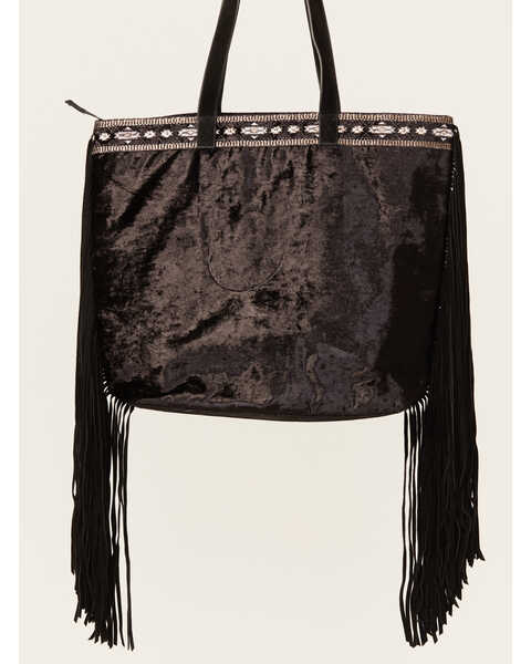 Image #3 - Shyanne Women's Velvet Embroidered Beaded & Fringe Tote, Black, hi-res