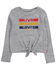 Levi's Girls' Live In Levi's Graphic Tie-Front Long Sleeve Top , Grey, hi-res