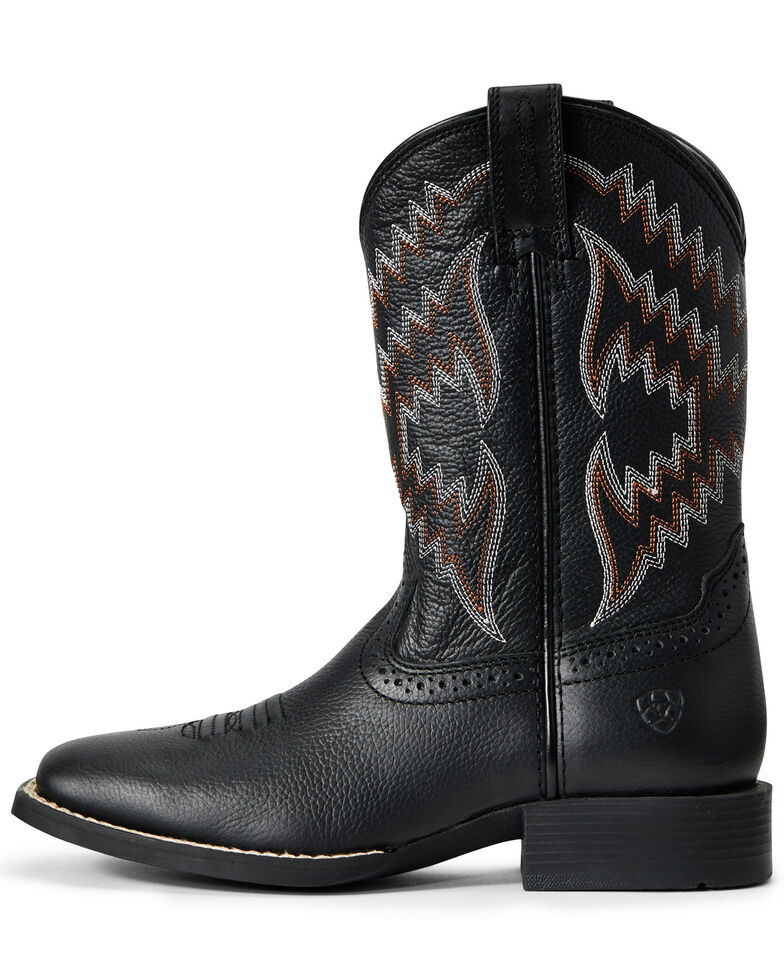 Ariat Youth Boys' Tycoon Bear Western Boots - Wide Square Toe, Black, hi-res