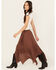 Image #1 - Originality Women's Handkerchief Hem Midi Skirt, Brown, hi-res