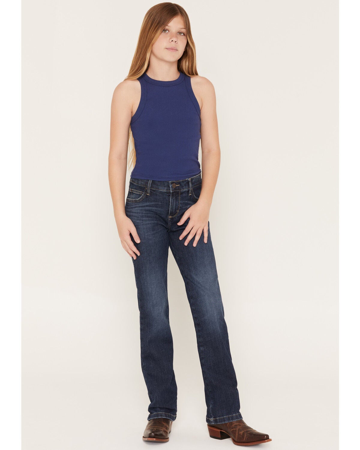 Wrangler Girls' Bespoke Lacey Bootcut Stretch Denim Jeans, Medium Wash, hi-res