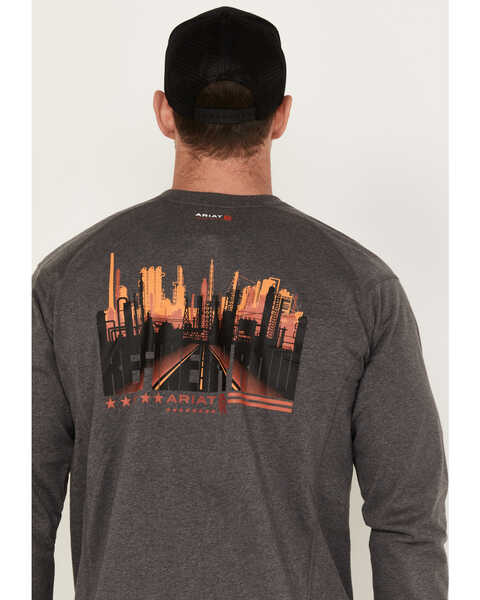 Image #4 - Ariat Men's Rebar FR Air Refinery Henley Long Sleeve Work Shirt, Charcoal, hi-res