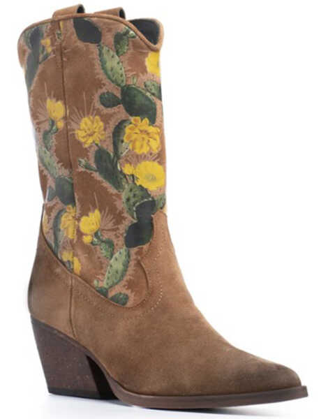 Golo Shoes Women's Cactus Graphic Western Boot - Pointed Toe, Camel, hi-res