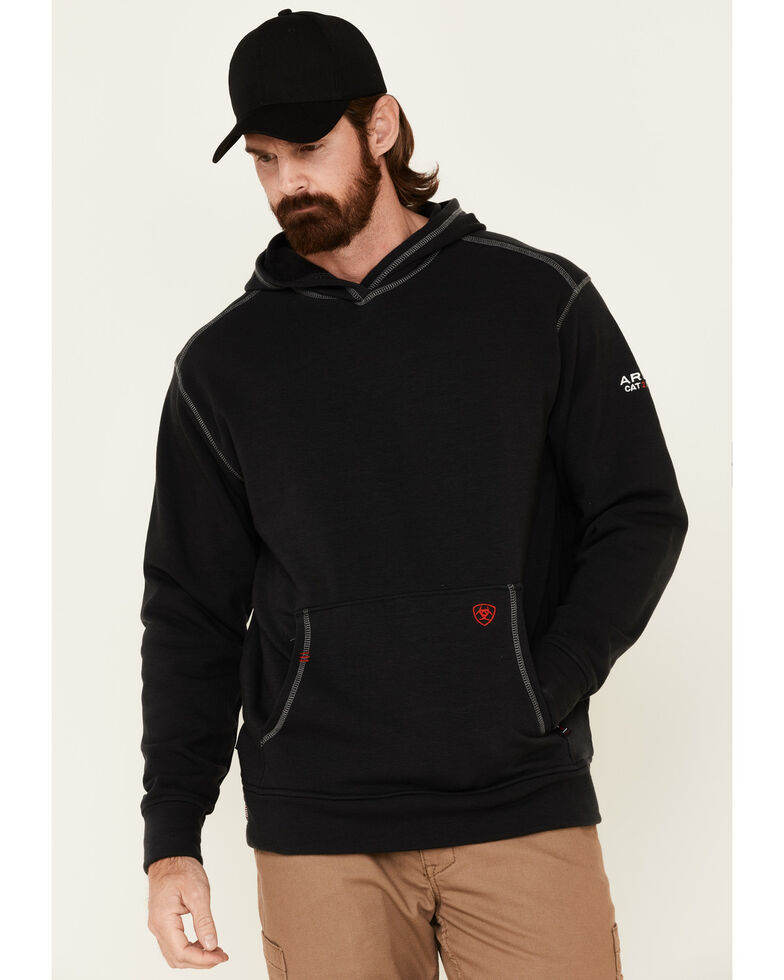 Ariat Men's Flame-Resistant Tek Hooded Work Sweatshirt, Black, hi-res