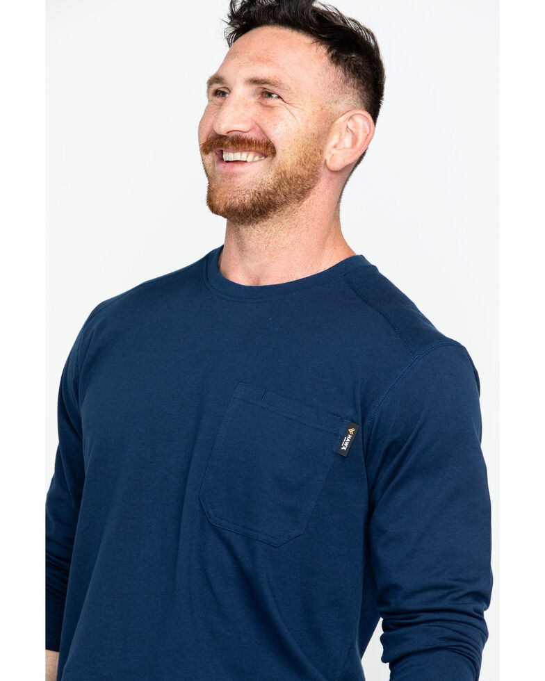 Hawx Men's Solid Pocket Crew Long Sleeve Work T-Shirt , Navy, hi-res