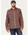 Image #1 - Brothers and Sons Men's Everyday Plaid Long Sleeve Button Down Western Flannel Shirt , Burgundy, hi-res