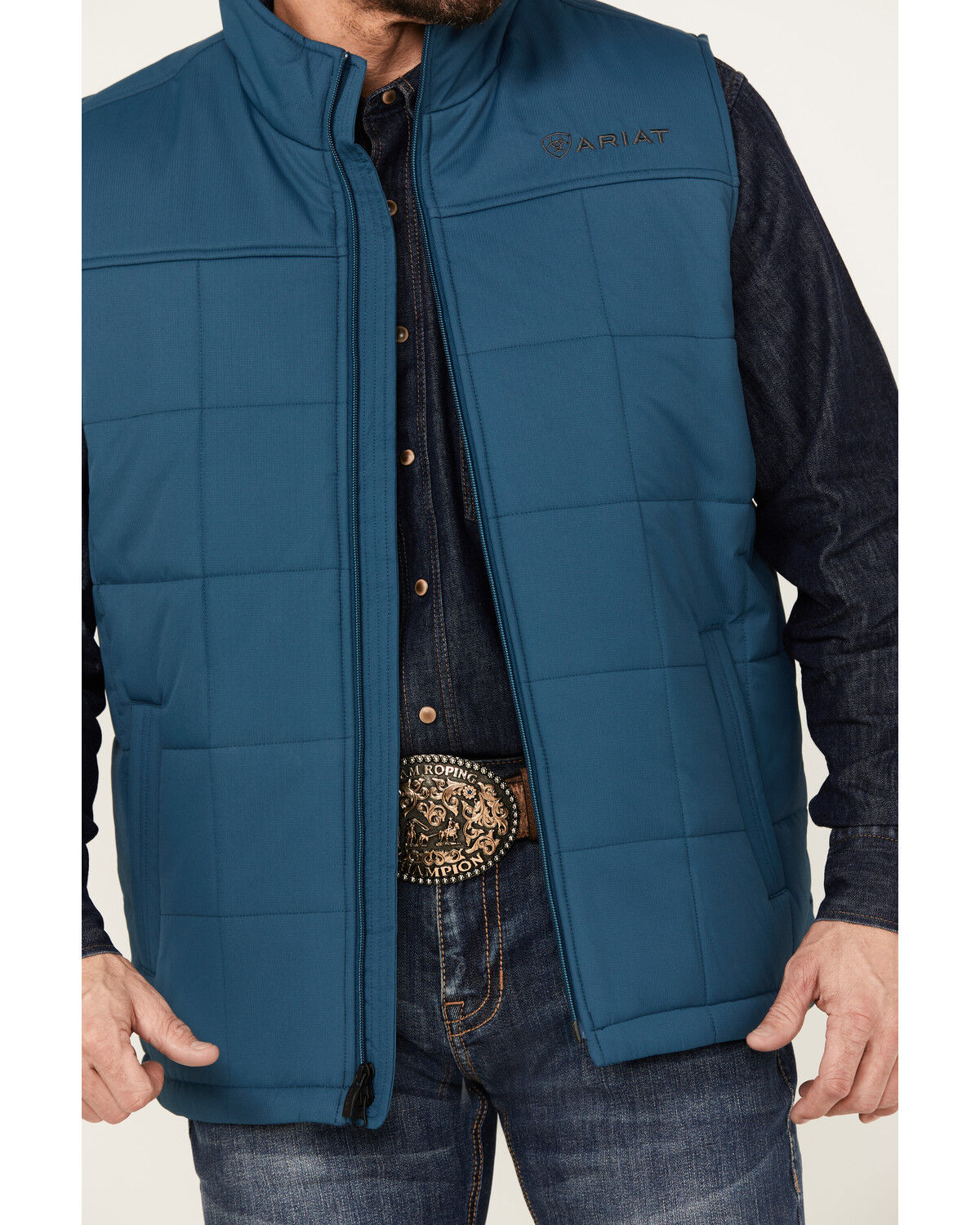 Image #3 - Ariat Men's Crius Solid Insulated Vest, Teal, hi-res