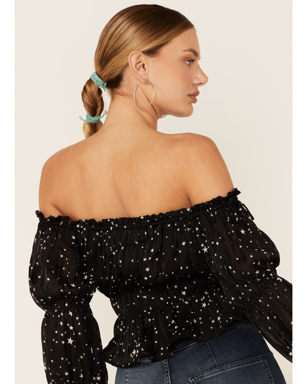 Image #3 - Lush Women's Star Print Top, Black, hi-res