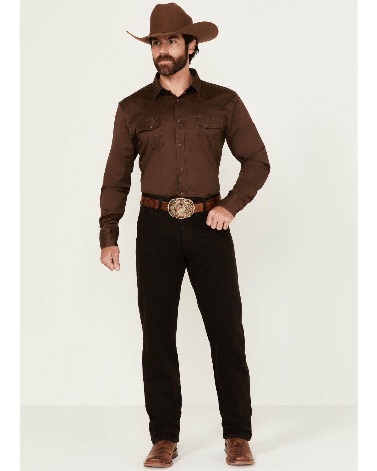 Image #1 - Wrangler Men's 13MWZ Cowboy Cut Original Fit Denim Jeans, Brown, hi-res