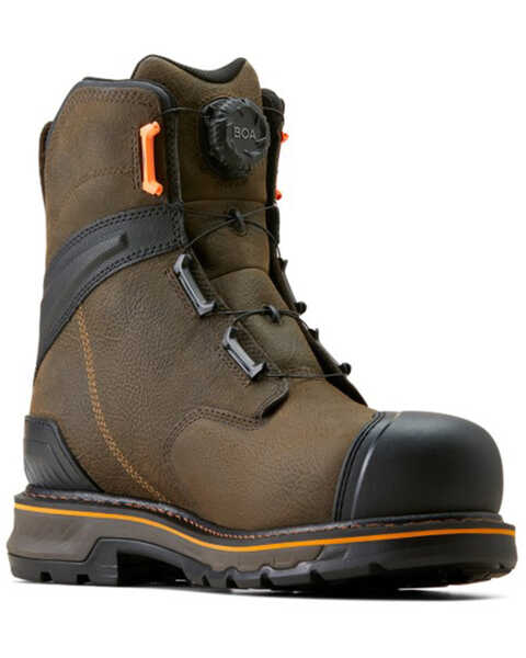 Ariat Men's 8" Stump Jumper BOA Waterproof Work Boots - Composite Toe , Brown, hi-res