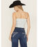 Image #4 - Miss Me Women's Floral Print Sleeveless Cropped Tank Top, Blue, hi-res
