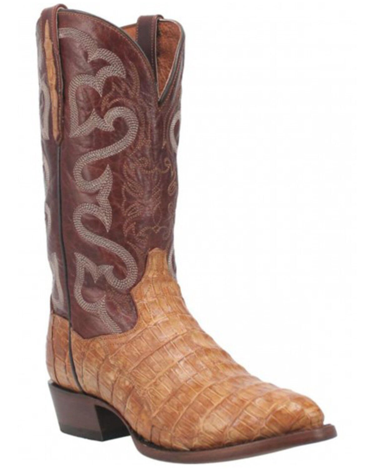 Image #1 - Dan Post Men's Exotic Caiman Belly Western Boots - Snip Toe, Tan, hi-res
