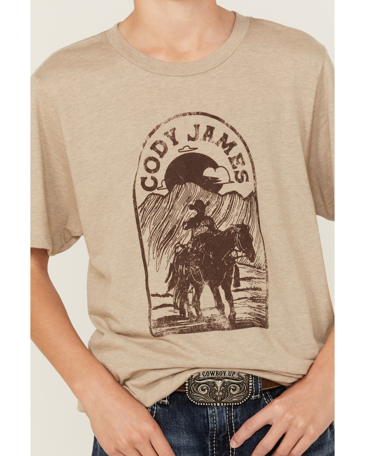 Image #3 - Cody James Boys' Cowboy Sketch Short Sleeve Graphic T-Shirt, Oatmeal, hi-res