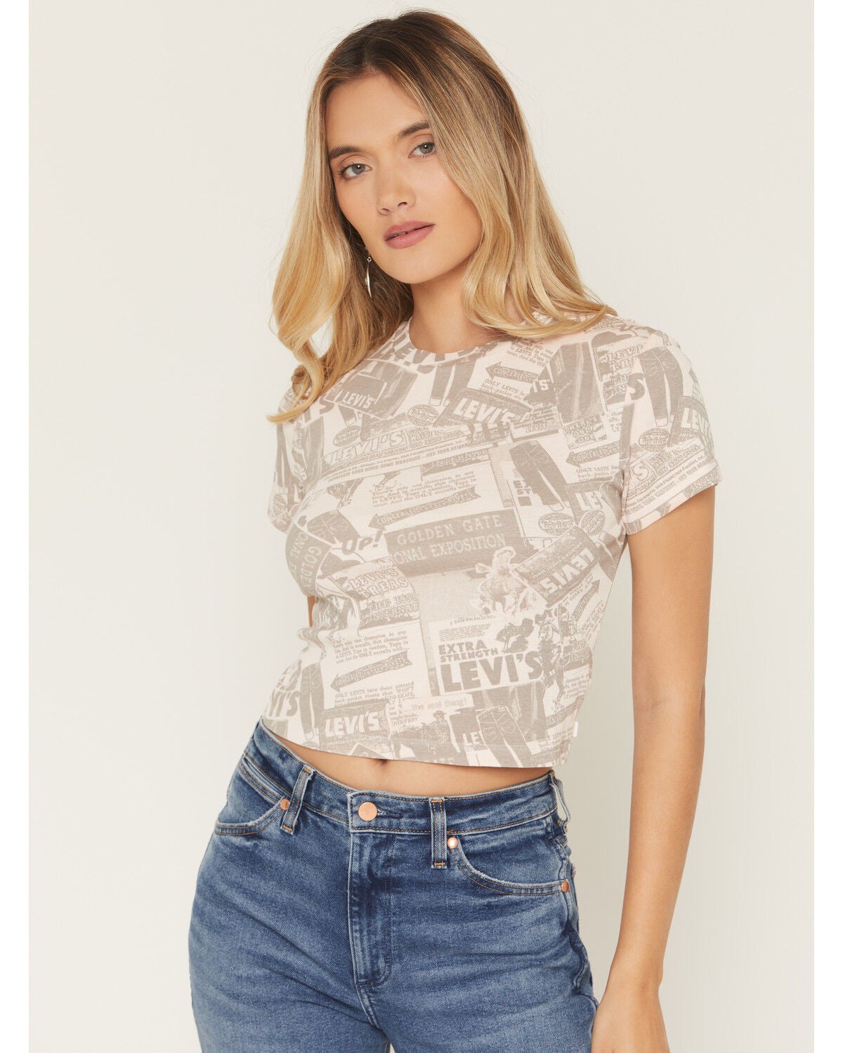Levi's Women's Premium Cowboy Sporty Short Sleeve Cropped Tee, Pink, hi-res