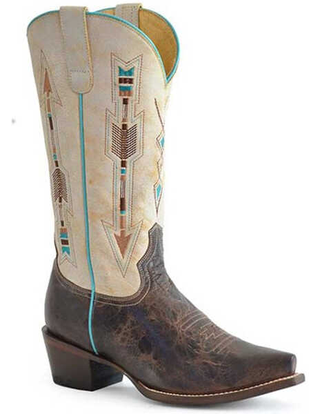 Image #1 - Roper Women's Arrows Western Boots - Snip Toe, Tan, hi-res