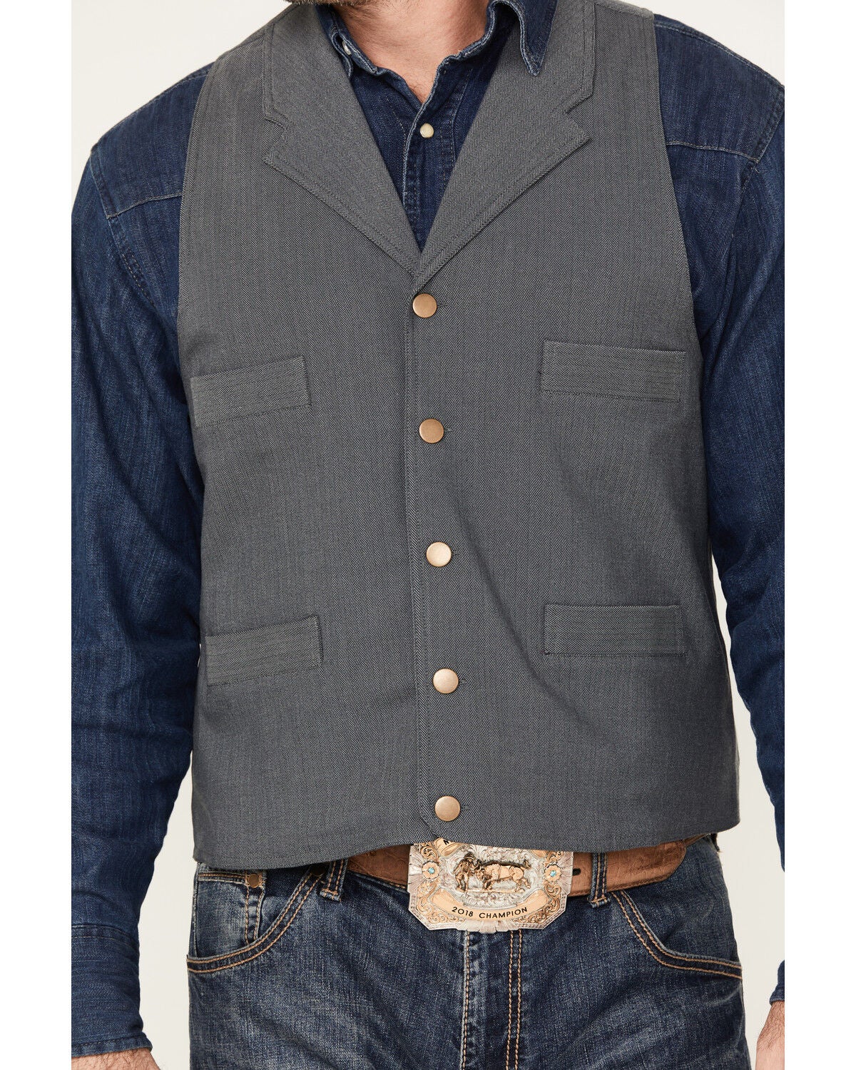 Image #3 - Scully Men's Ranchwear Vest, Charcoal, hi-res