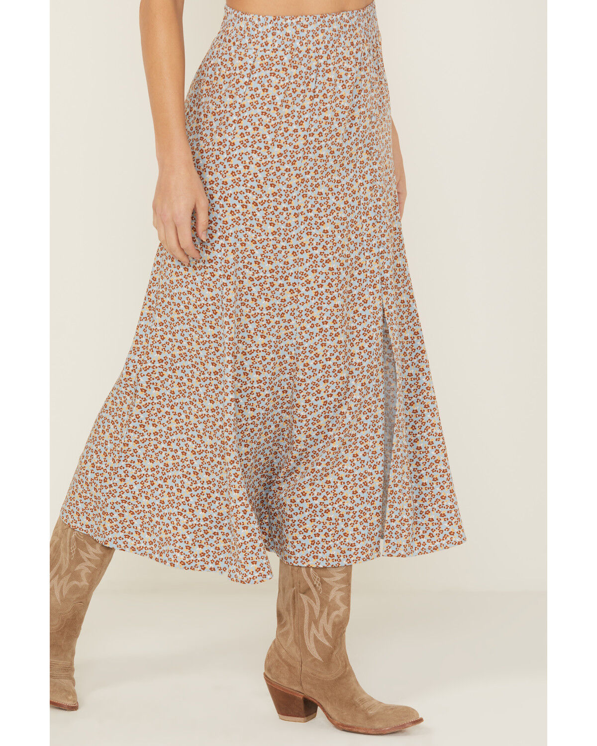 Image #2 - Idyllwind Women's Richardson Floral Print Button Front Midi Skirt, Light Blue, hi-res