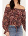 Image #3 - Wrangler Retro Women's Off The Shoulder Cropped Blouse, Burgundy, hi-res
