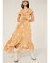 Image #1 - Beyond The Radar Women's Floral Gingham Picnic Dress, Gold, hi-res