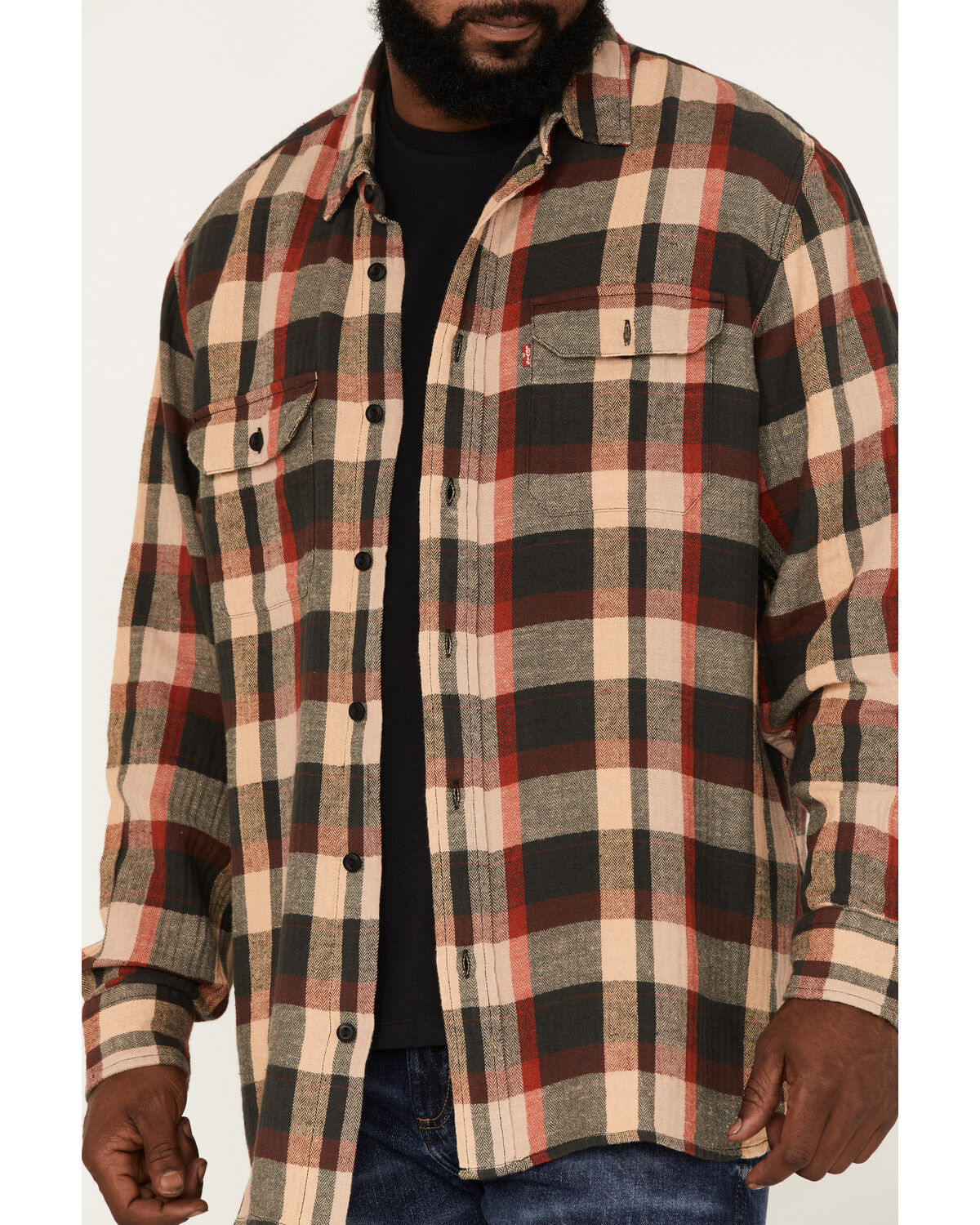 Image #3 - Levi's Men's Medina Worker Large Plaid Print Long Sleeve Button-Down Shirt, Brown, hi-res