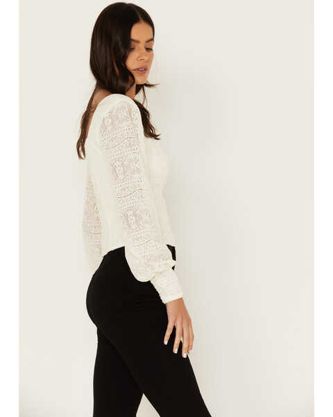 Image #2 - Idyllwind Women's Dallas Smocked Lace Puff Sleeve Top, Ivory, hi-res